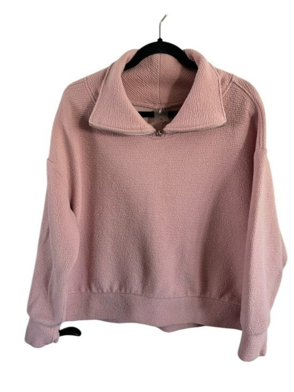 Calia by Carrie Underwood Pale Pink Quarter-Zip Crop Sweater Pullover Sz Medium